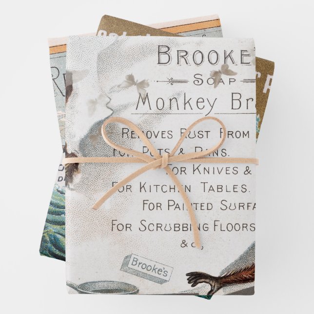  Vintage Monkey American Advertising Art | Wrapping Paper Sheets (In situ)