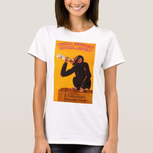 Vintage Monkey Anisetta Evangelisti Liquor Poster T_Shirt