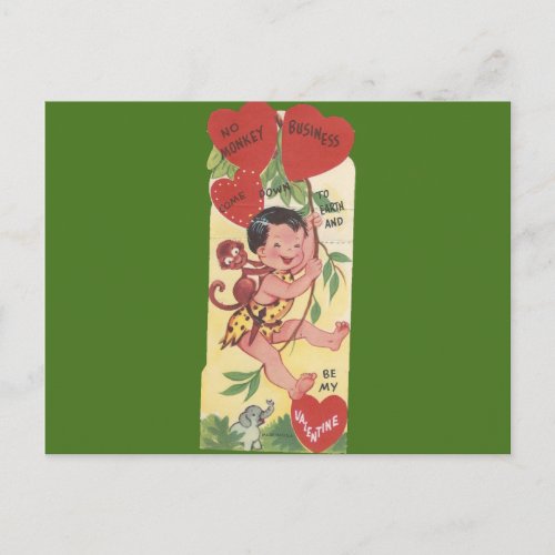 Vintage Monkey Business Valentine Holiday Postcard