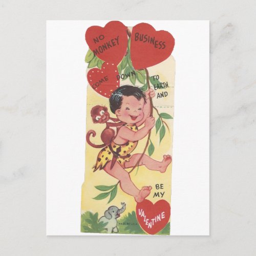 Vintage Monkey Business Valentine Holiday Postcard