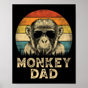 Vintage Monkey Dad Monkey Lovers Daddy Father&# s Poster