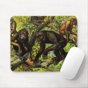 Vintage Monkey Gibbon Chipanzee Gorilla Orangutan Mouse Pad