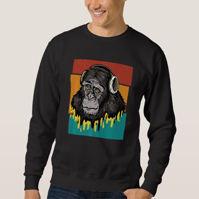 Vintage Monkey Headphone Sweatshirt (Front)