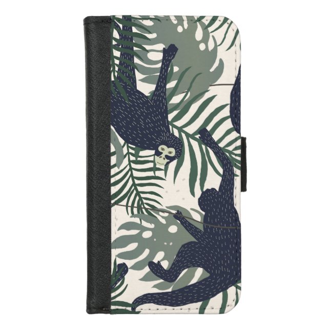 Vintage Monkey Pattern iPhone Wallet Case (Front)