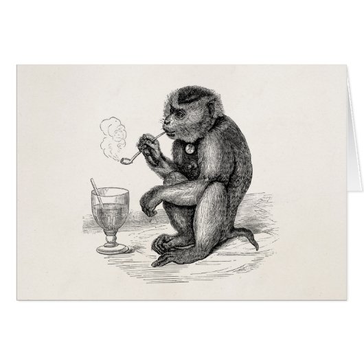 Vintage Monkey Smoking a Pipe Monkeys Animal Cards (Front Horizontal)