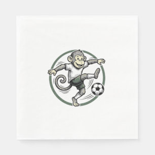 Vintage Monkey Soccer Player Engraving Shirt Desig Napkins