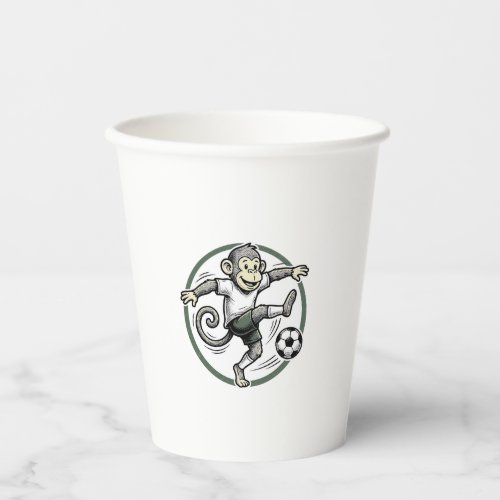 Vintage Monkey Soccer Player Engraving Shirt Desig Paper Cups
