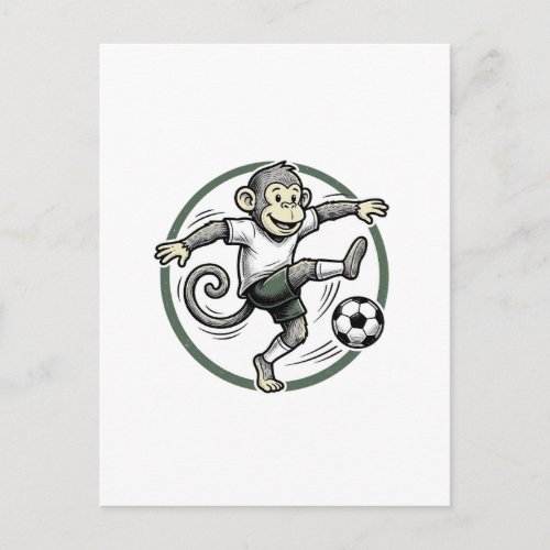 Vintage Monkey Soccer Player Engraving Shirt Desig Postcard