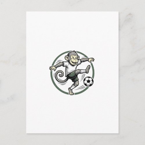 Vintage Monkey Soccer Player Engraving Shirt Desig Postcard