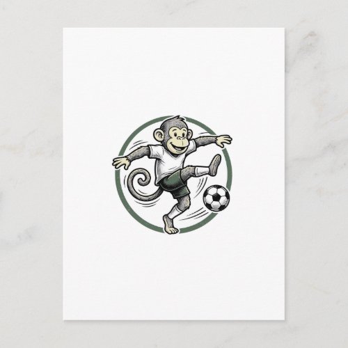 Vintage Monkey Soccer Player Engraving Shirt Desig Postcard