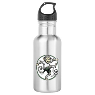 Vintage Monkey Soccer Player Engraving Shirt Desig Stainless Steel Water Bottle