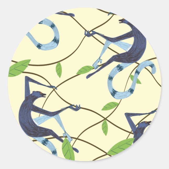 Vintage Monkeys Poster Classic Round Sticker (Front)