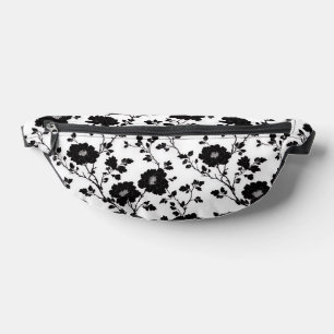 Vintage Monochrome Black Flower Toile Nature Fanny Pack