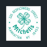 Vintage monogram Address Stamp with lucky clover.<br><div class="desc">Vintage monogram Address Stamp with lucky four leaf clover. Vintage monogram Address Wedding Stamp in Irish style with shamrock.</div>