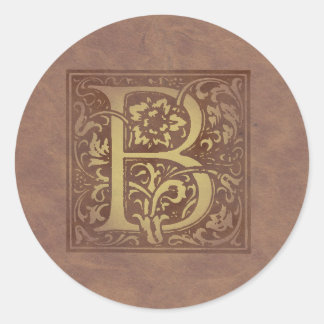 Vintage Monogram B Classic Round Sticker