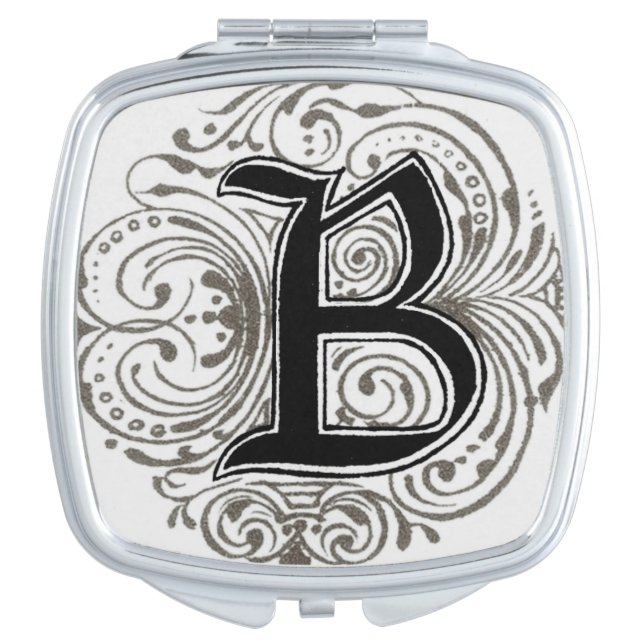Vintage Monogram ‘B’ in Grey Makeup Mirror (Front)