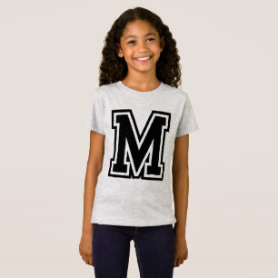 Vintage Monogram Black College Initial M T-Shirt