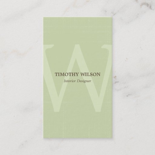 Customizable Vintage Monogram Business Cards - Green Tea