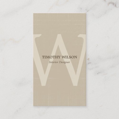 Vintage Monogram Business Cards - Khaki