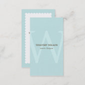 Vintage Monogram Business Cards - Light Blue (Front/Back)