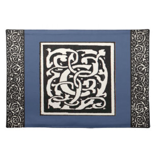 Vintage Monogram C Art Nouveau Letter Cloth Placemat