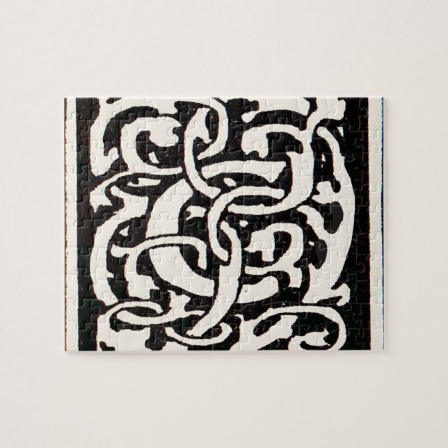 Vintage Monogram C Art Nouveau Letter Jigsaw Puzzle (Horizontal)
