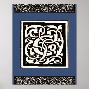 Vintage Monogram C Art Nouveau Letter Poster