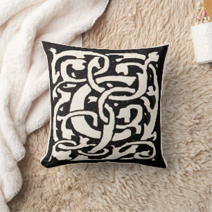 Vintage Monogram C Art Nouveau Letter Throw Pillow