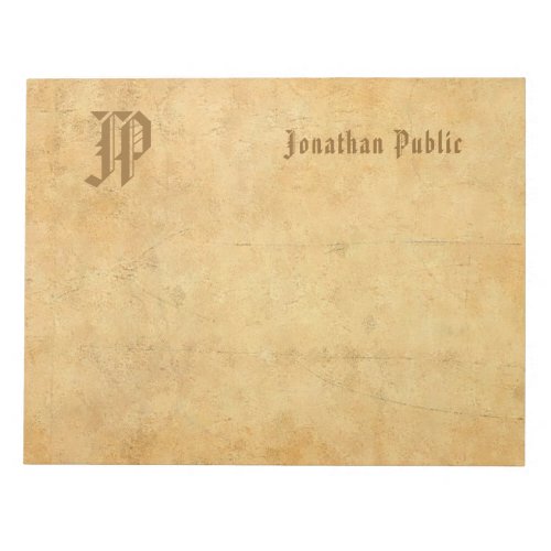 Vintage Monogram Calligraphy Name Classic Template Notepad