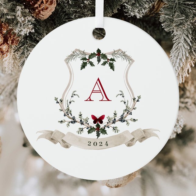 Vintage Monogram Christmas Tree Ornament (Creator Uploaded)