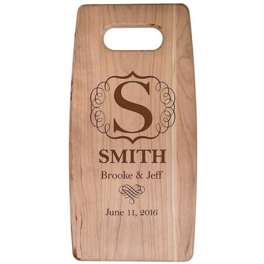 Vintage Monogram Craft Cherry Wooden Cutting Board (Front)