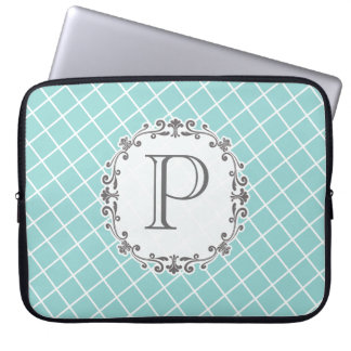 Vintage Monogram Cross Hatch Pattern Laptop Bag