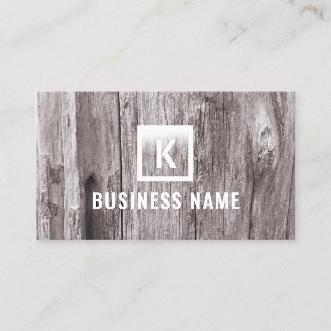 Vintage Monogram Driftwood Business Cards (Front)