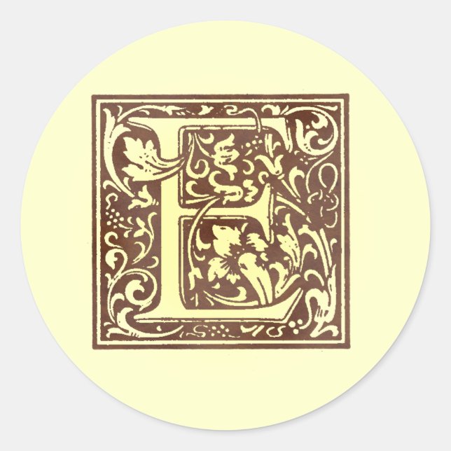 Vintage Monogram E Classic Round Sticker (Front)