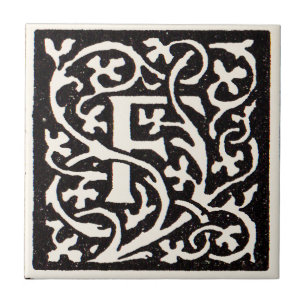 Vintage Monogram F Art Nouveau Letter Ceramic Tile