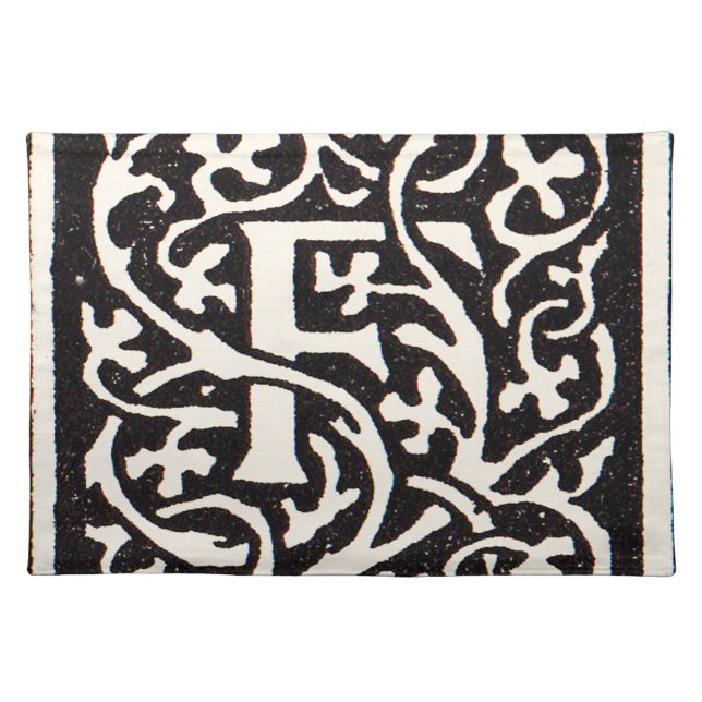 Vintage Monogram F Art Nouveau Letter Cloth Placemat (Front)
