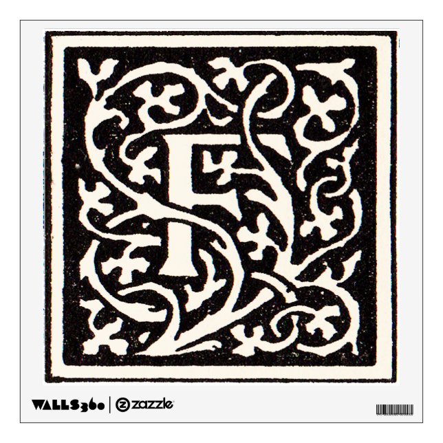 Vintage Monogram F Art Nouveau Letter Wall Decal (Front)