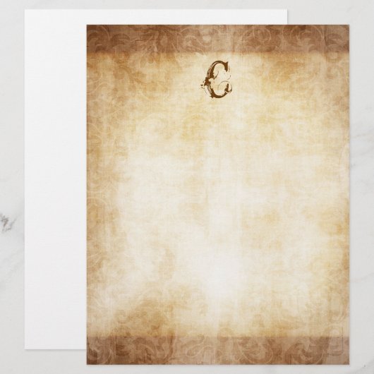 Vintage Monogram Faded Damask Paper (Front/Back)