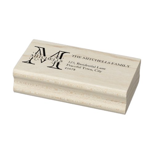 Vintage Monogram Family Name Return Address Rubber Stamp