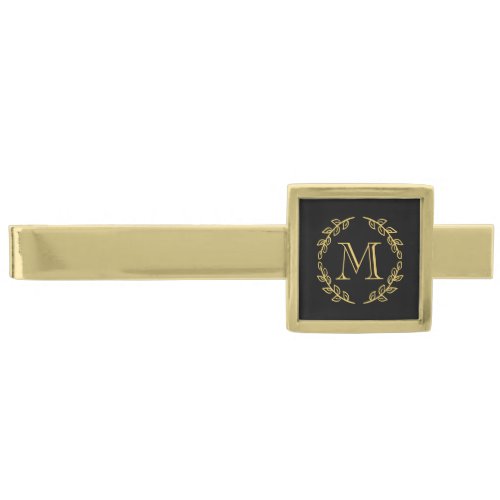 Vintage Monogram Gold Finish Tie Bar