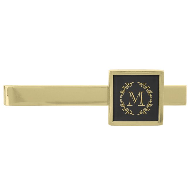 Vintage Monogram Gold Finish Tie Bar (Front)