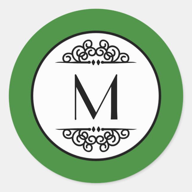 Vintage Monogram Green - Circle Sticker (Front)