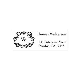 Vintage Monogram Hand drawn Frame With a Letter Self-inking Stamp