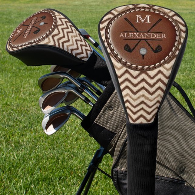 Vintage Monogram Initial Chevron Golf Head Cover (Creator Uploaded)