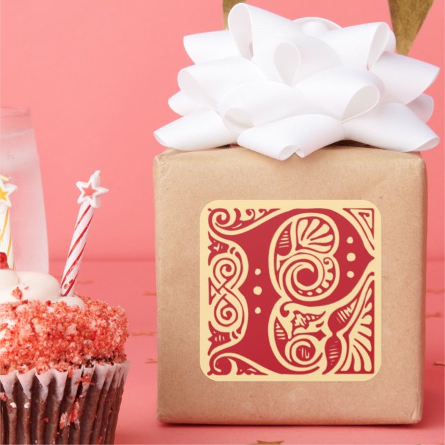 Vintage Monogram Initial Letter P Square Sticker (Party)