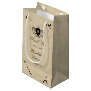 Vintage Monogram & Ink Stain Wedding Favor Small Gift Bag