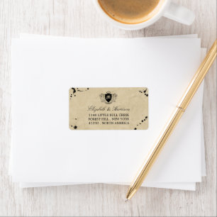 Vintage Monogram & Ink Stain Wedding Label
