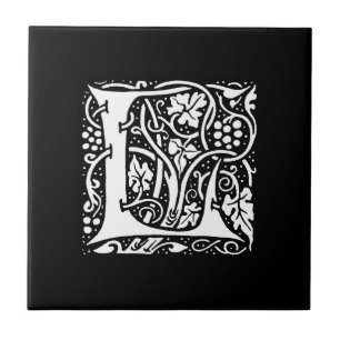 Vintage Monogram L Art Nouveau Ceramic Tile