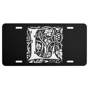 Vintage Monogram L Art Nouveau  License Plate