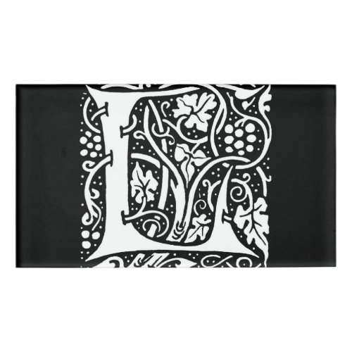 Vintage Monogram L Art Nouveau  Name Tag